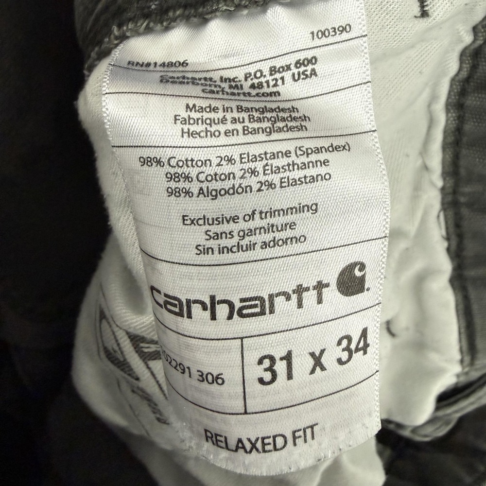 Carhartt Pants Mens 31x34 Gray Relaxed Fit Rugged Flex Canvas Carpenter Workwear - Picture 8 of 16